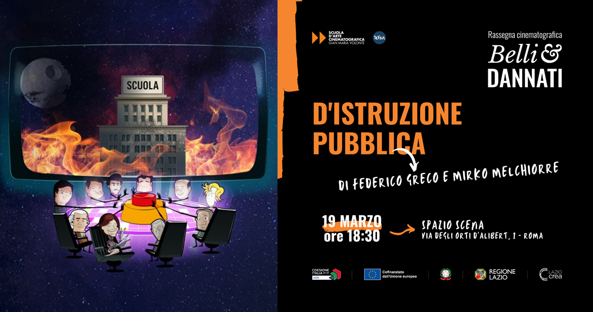 Locandina proiezione film D’Istruzione pubblica di Federico Greco e Mirko Melchiorre